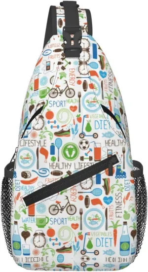 The Nature Wildlands Activities Pattern Print Sling Bag Crossbody Backpack For Women Men Hiking Travel Over The Shoulder Multipurpose Bag