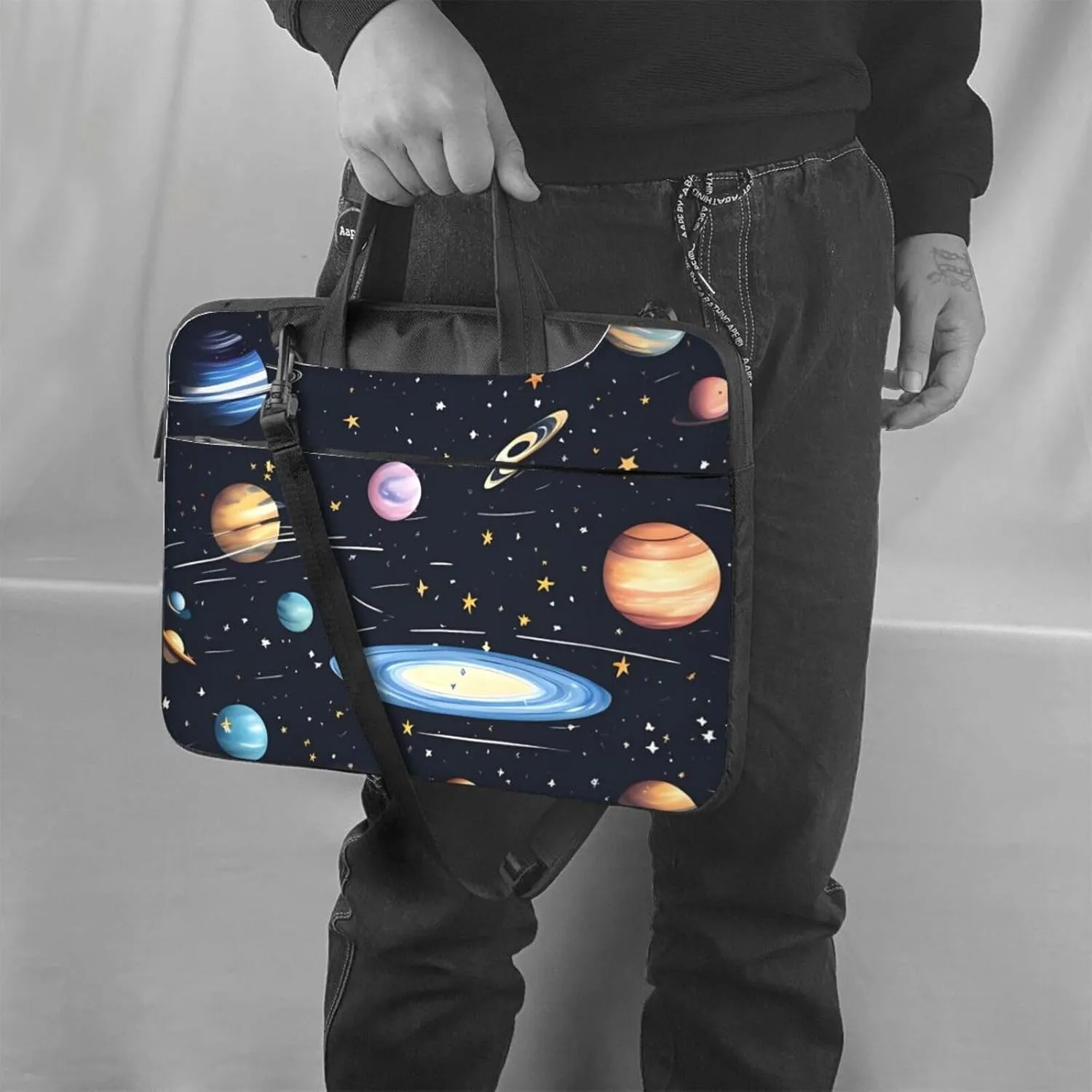 The Solar Family Laptop Shoulder Bag Portable Laptop Bag Laptop Case Crossbody Briefcase w/Strap Handle