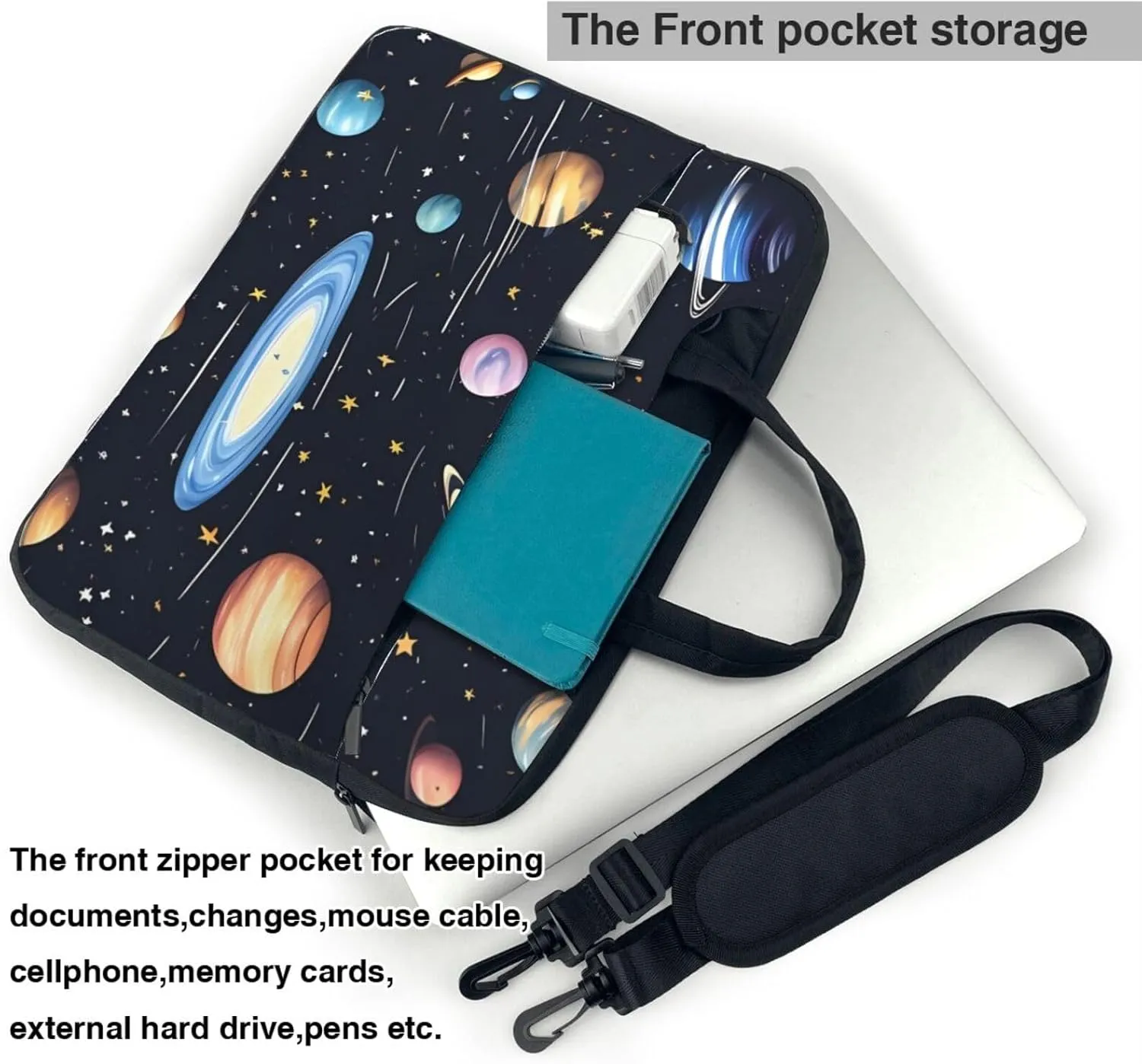 The Solar Family Laptop Shoulder Bag Portable Laptop Bag Laptop Case Crossbody Briefcase w/Strap Handle