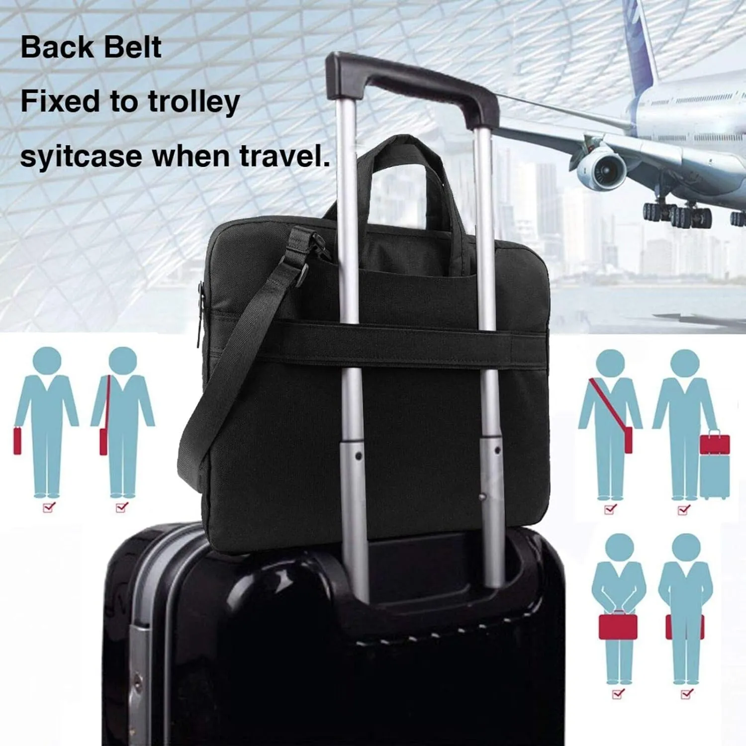 The Solar Family Laptop Shoulder Bag Portable Laptop Bag Laptop Case Crossbody Briefcase w/Strap Handle