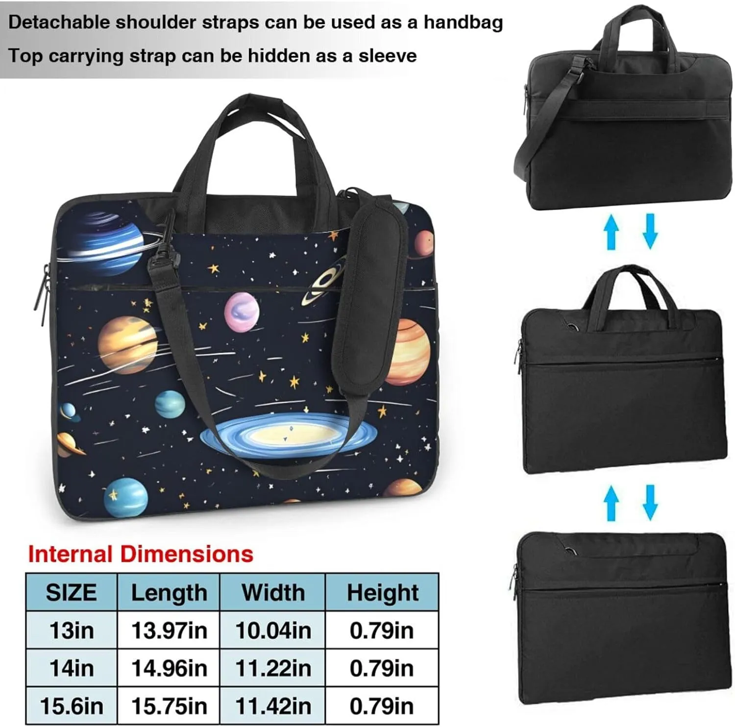 The Solar Family Laptop Shoulder Bag Portable Laptop Bag Laptop Case Crossbody Briefcase w/Strap Handle