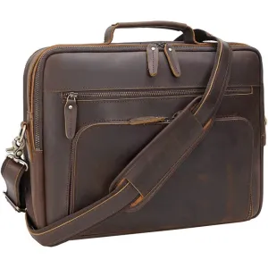 TIDING Leather Briefcase for Men 15.6" Laptop Messenger Bag Travel Business Attache Case
