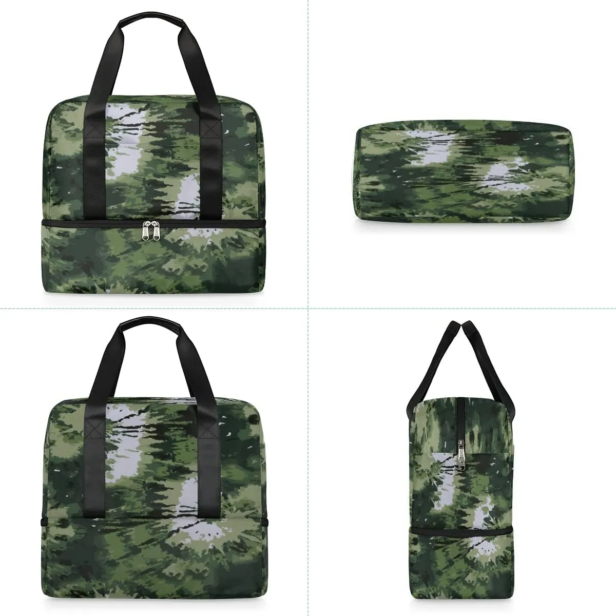 Tie Dye Camouflage Travel Duffel Bag Sports Tote Gym Bag, Double layer Large Waterproof Overnight Shoulder Weekender Bag for Women Men…