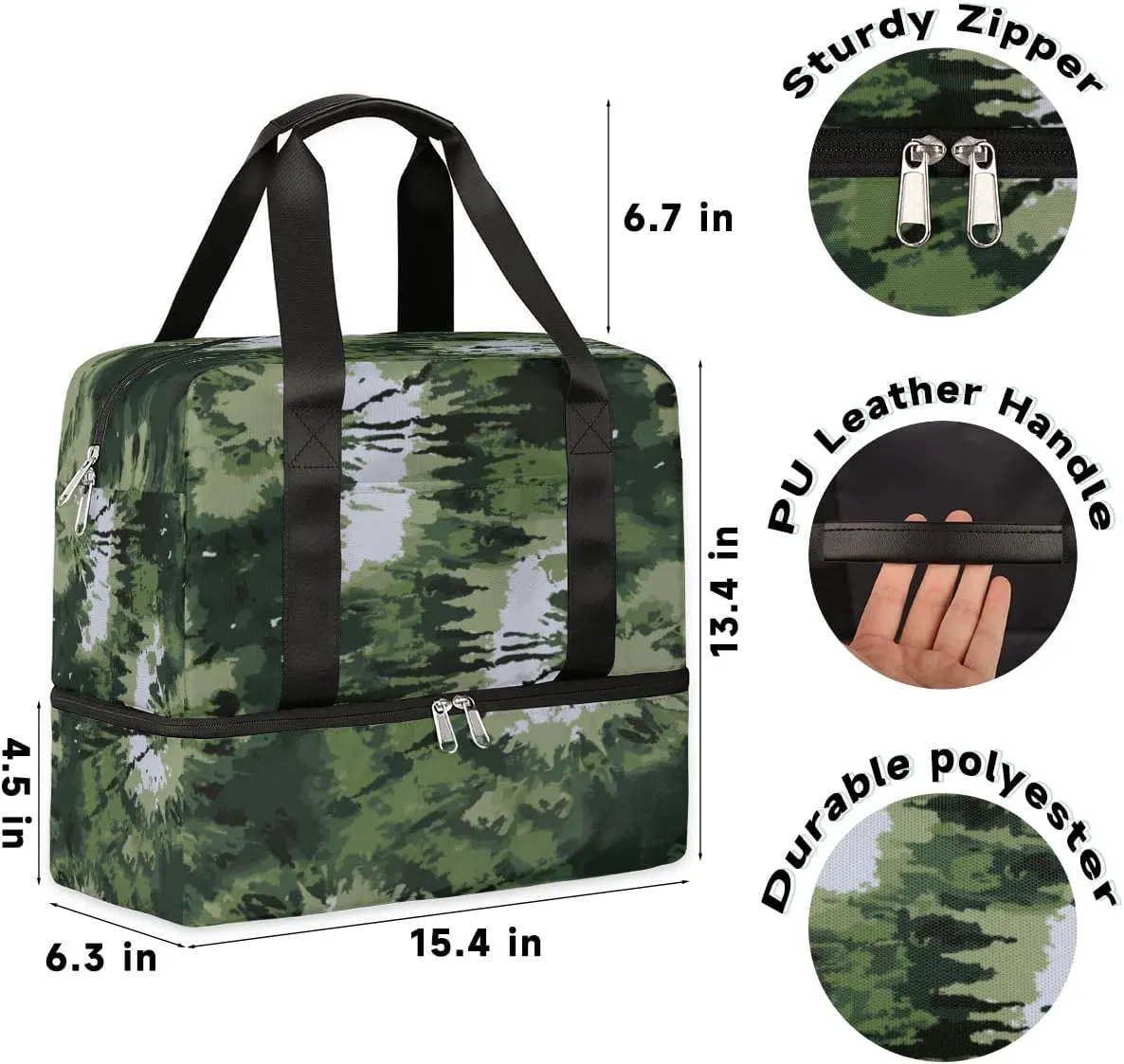 Tie Dye Camouflage Travel Duffel Bag Sports Tote Gym Bag, Double layer Large Waterproof Overnight Shoulder Weekender Bag for Women Men…