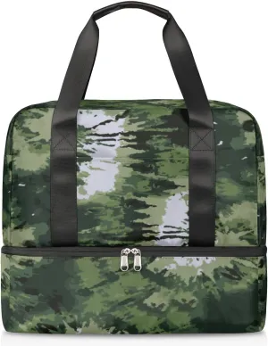 Tie Dye Camouflage Travel Duffel Bag Sports Tote Gym Bag, Double layer Large Waterproof Overnight Shoulder Weekender Bag for Women Men…