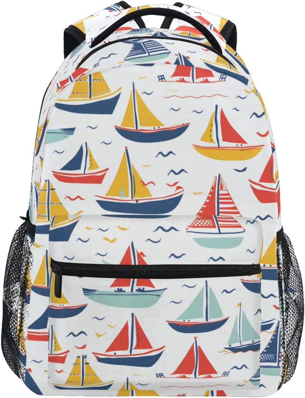 Tiny Boats Sailboats Backpack 3rd 4th 5th Grade School Bookbag Travel Laptop Daypack Bag Purse for Boys Girls Teens
