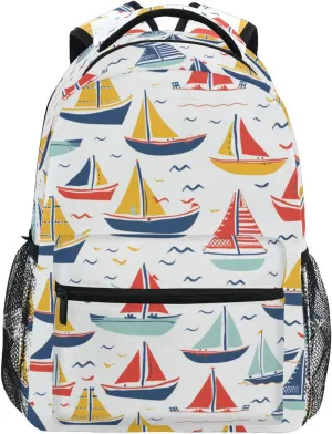 Tiny Boats Sailboats Backpack 3rd 4th 5th Grade School Bookbag Travel Laptop Daypack Bag Purse for Boys Girls Teens