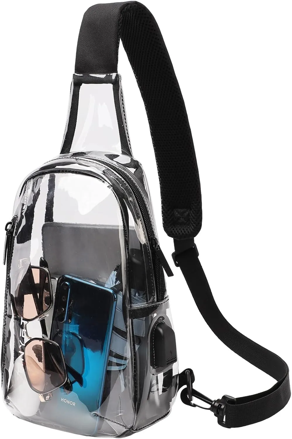 TINYAT Clear Sling Bag Stadium Approved Transparent Bag Crossbody Casual Shoulder Chest Bag for Men Women,T9060