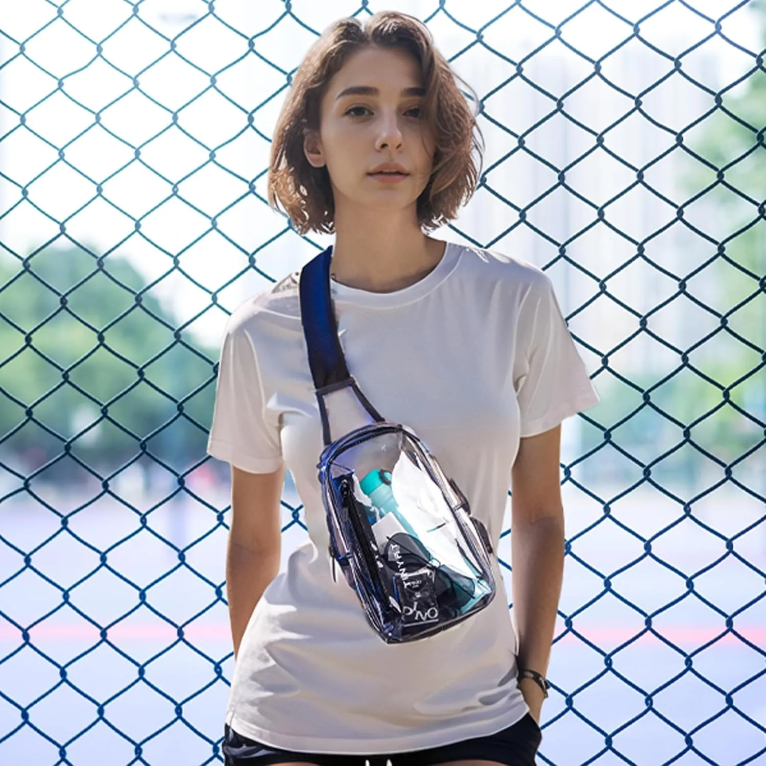 TINYAT Clear Sling Bag Stadium Approved Transparent Bag Crossbody Casual Shoulder Chest Bag for Men Women,T9060