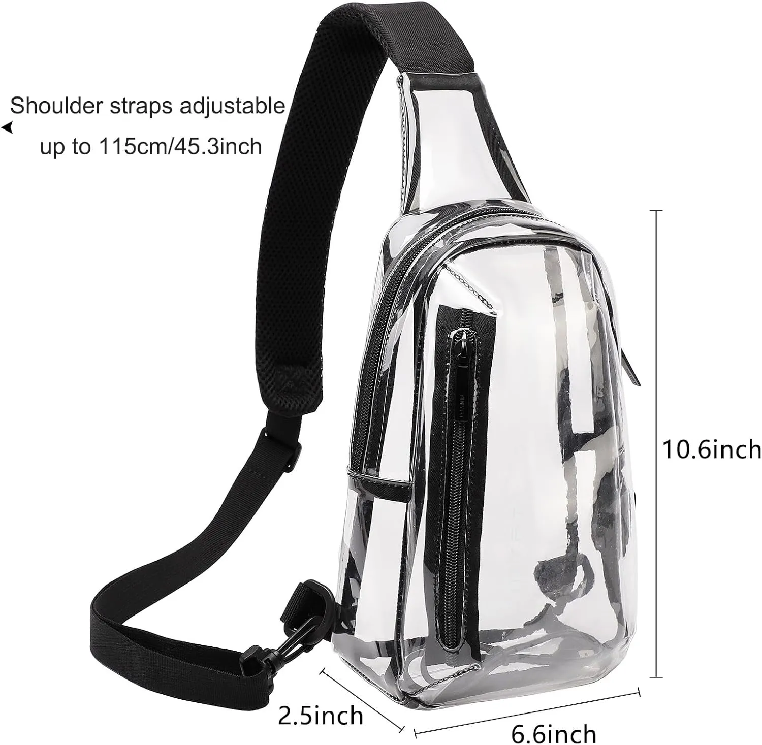 TINYAT Clear Sling Bag Stadium Approved Transparent Bag Crossbody Casual Shoulder Chest Bag for Men Women,T9060