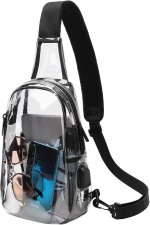 TINYAT Clear Sling Bag Stadium Approved Transparent Bag Crossbody Casual Shoulder Chest Bag for Men Women,T9060