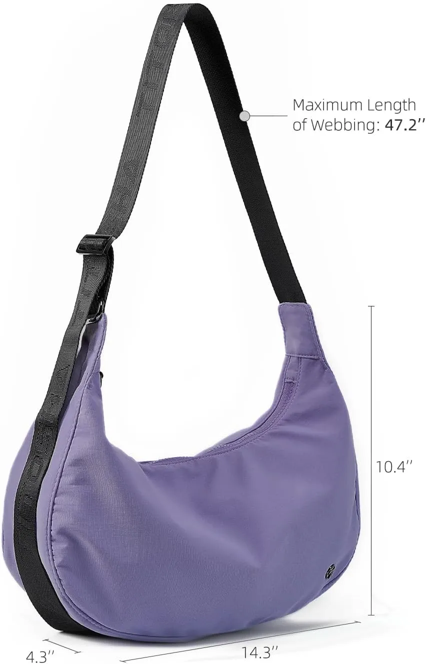 Titosha Medium Nylon Crescent Crossbody Bag for Women with Extended Adjustable Shoulder strap