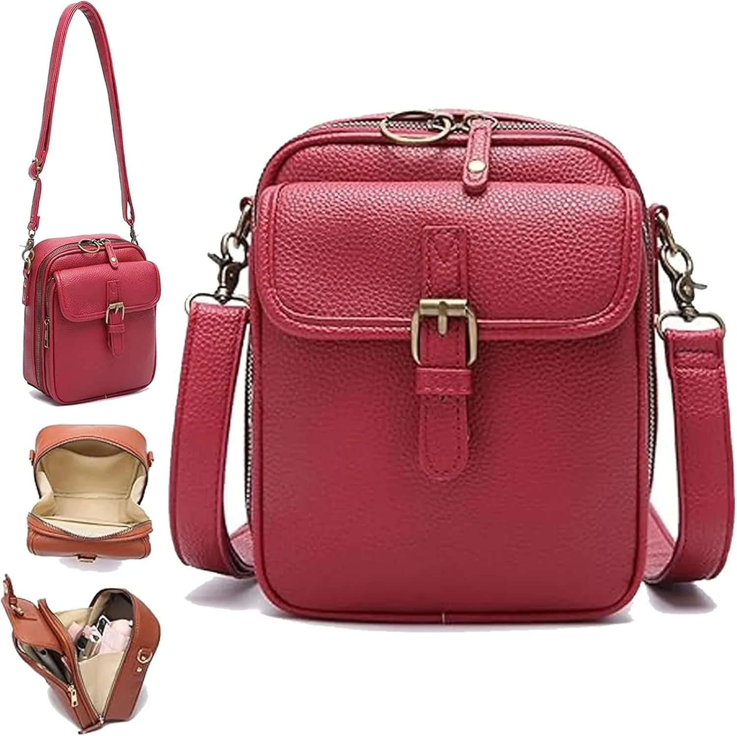 Tojoyride Crossbody Bag, Tojoyride Urvashi Anti Theft Crossbody Leather Purse Bag with Built in Wallet for Women