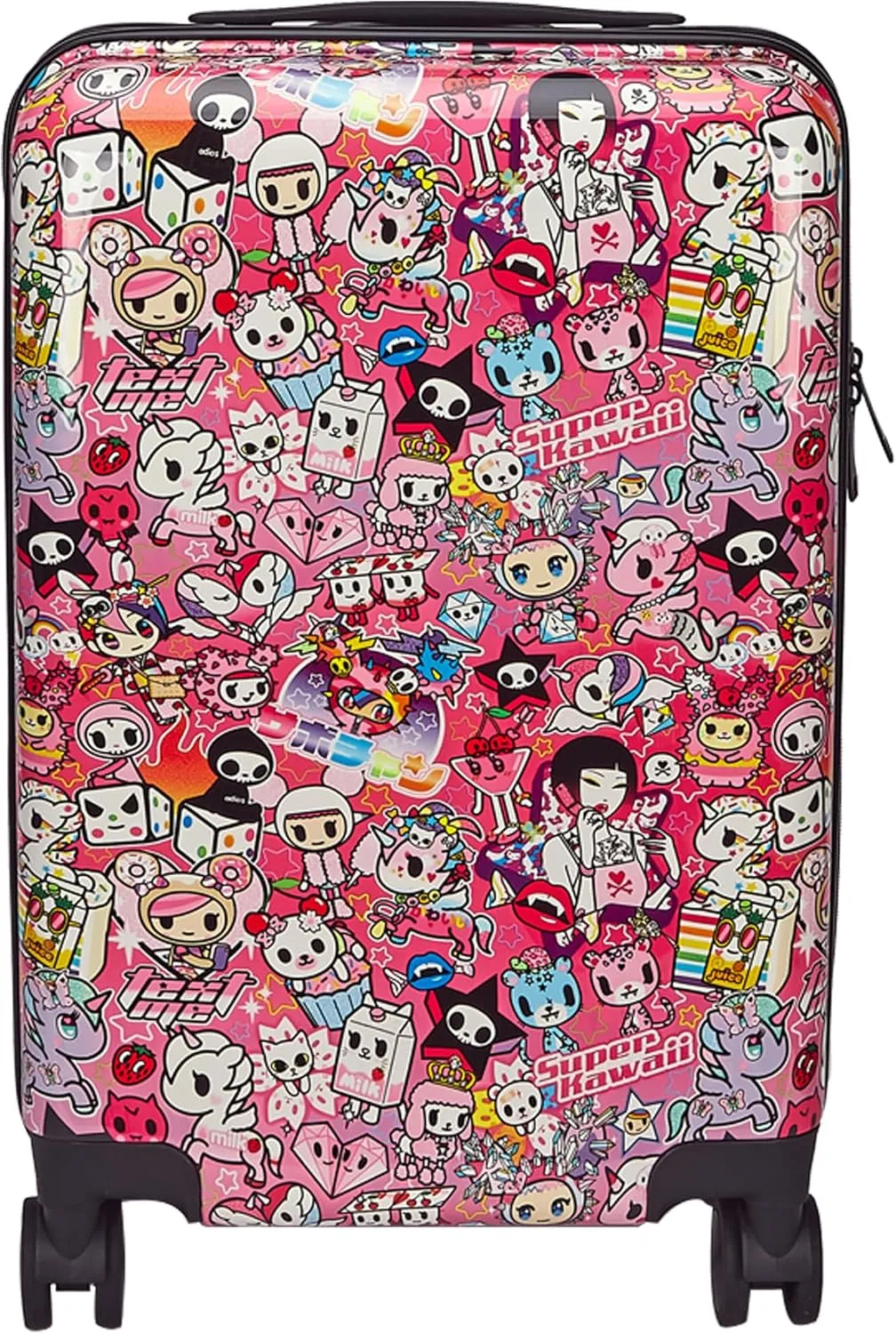 Tokidoki - Preppy Suitcase Carry-On 22 Inch Luggage – Double Spinner Wheels with 360 Degree Rotation – Cute Pink Suitcase for Girls