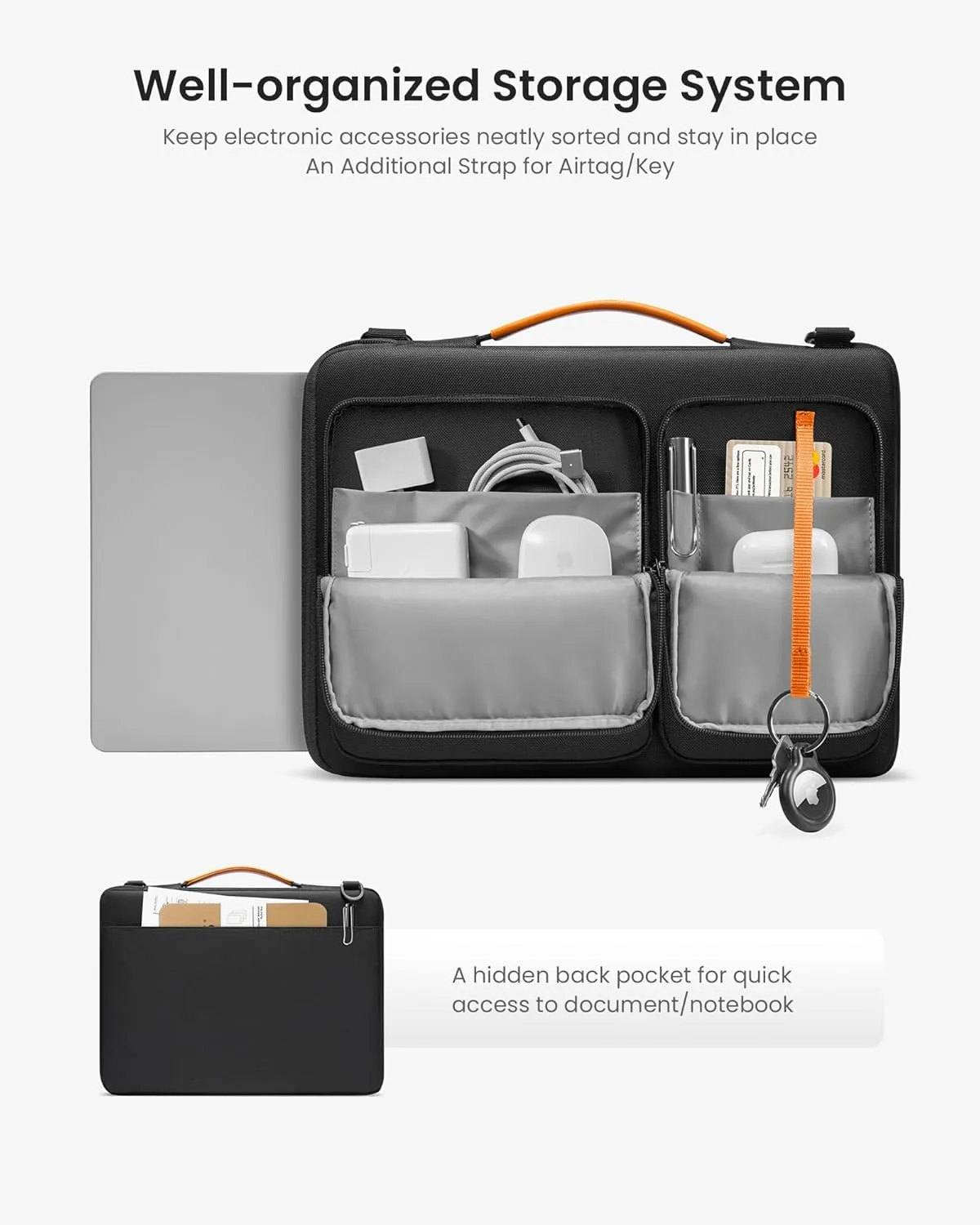 tomtoc Laptop Shoulder Bag for 14 Inch MacBook Pro M4/M3/M2/M1 Pro/Max 2024-2021, 13.5-14.4 Surface Laptop 6/5/Studio 2, Surface Book 3, 360 Protective Case Fit Asus VivoBook