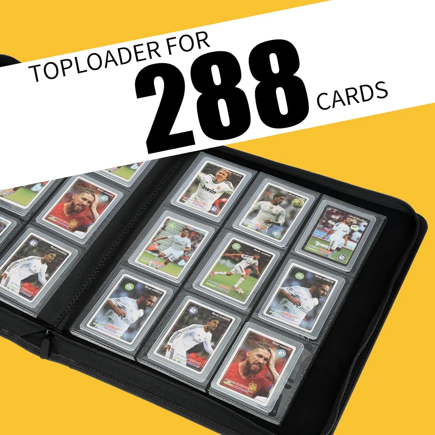 Toploader Binder,Toploader Hard Cases, 9-Pocket Pages Sleeves Hold up 288 Cards.Toploader Card Binder with Sleeves for “3×4” rigid，Card Holder(Light Blue)