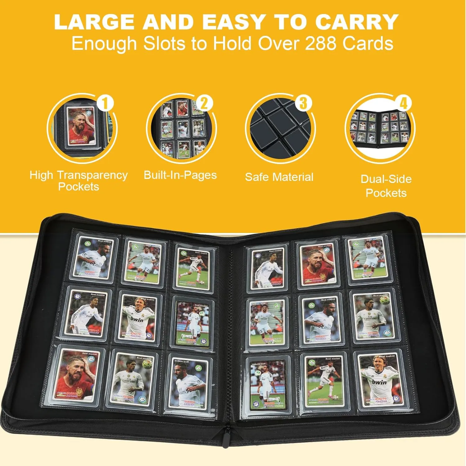 Toploader Binder,Toploader Hard Cases, 9-Pocket Pages Sleeves Hold up 288 Cards.Toploader Card Binder with Sleeves for “3×4” rigid，Card Holder(Light Blue)