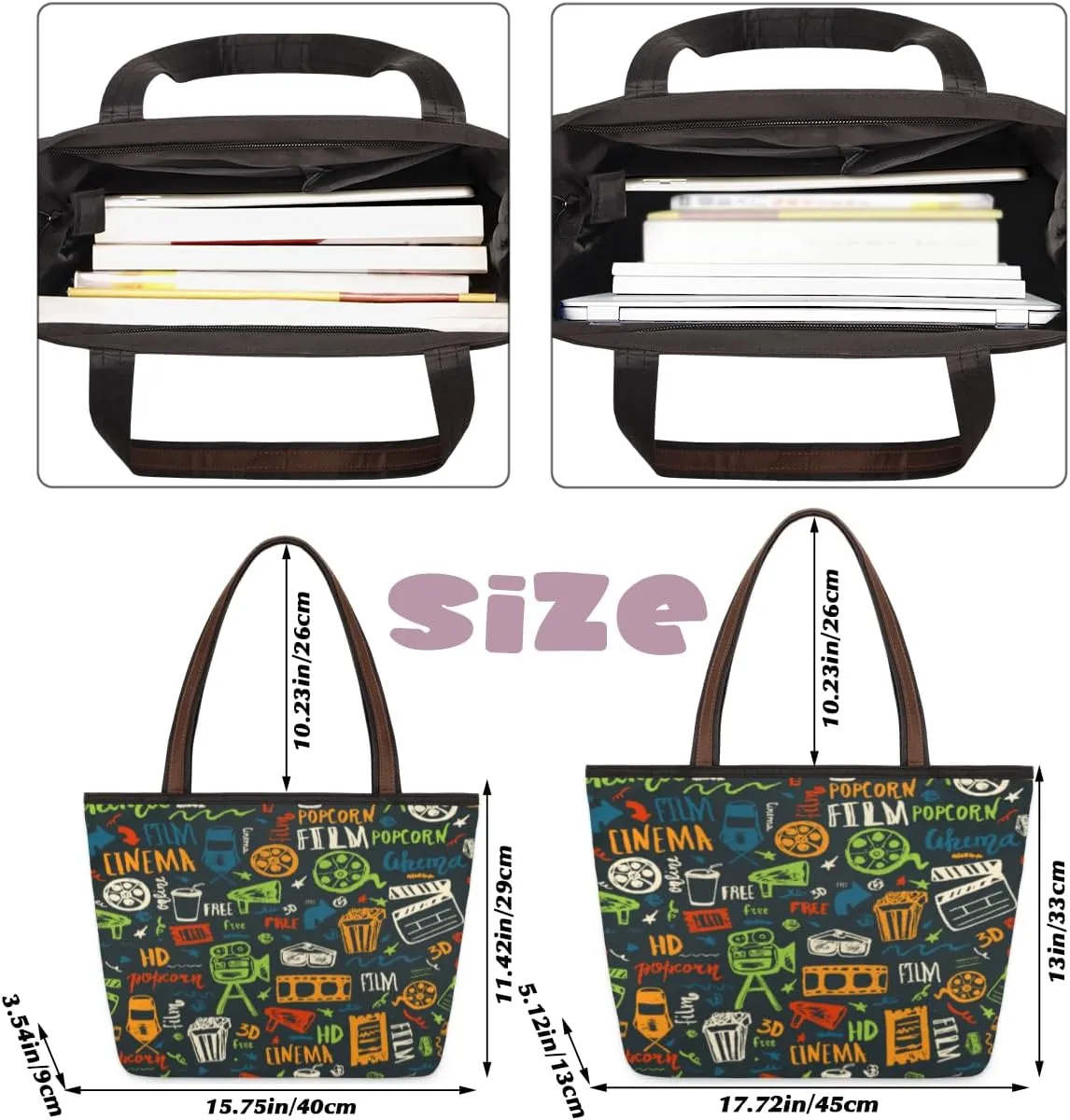 Tote Bag for Women with Zipper Large Capacity Top Handle Casual Shoulder Bag Handbag Reusable Shopping