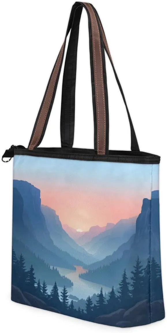 Tote Bag for Women with Zipper Large Capacity Top Handle Casual Shoulder Bag Handbag Reusable Shopping