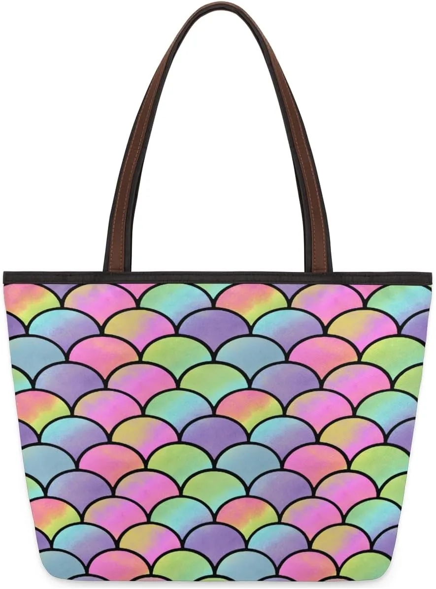 Tote Bag for Women with Zipper Large Capacity Top Handle Casual Shoulder Bag Handbag Reusable Shopping