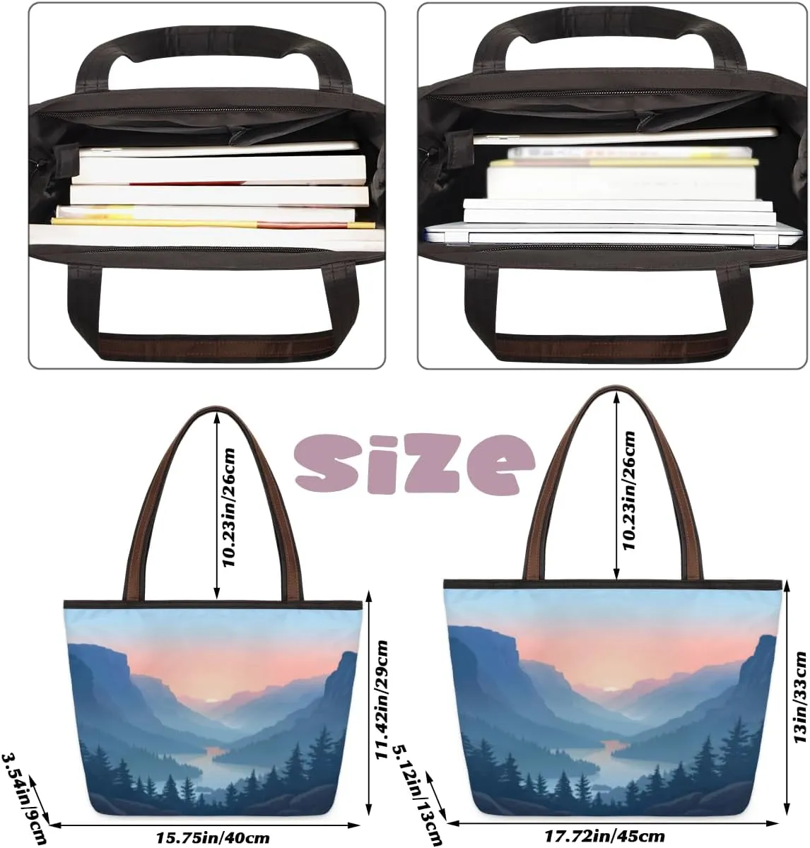 Tote Bag for Women with Zipper Large Capacity Top Handle Casual Shoulder Bag Handbag Reusable Shopping