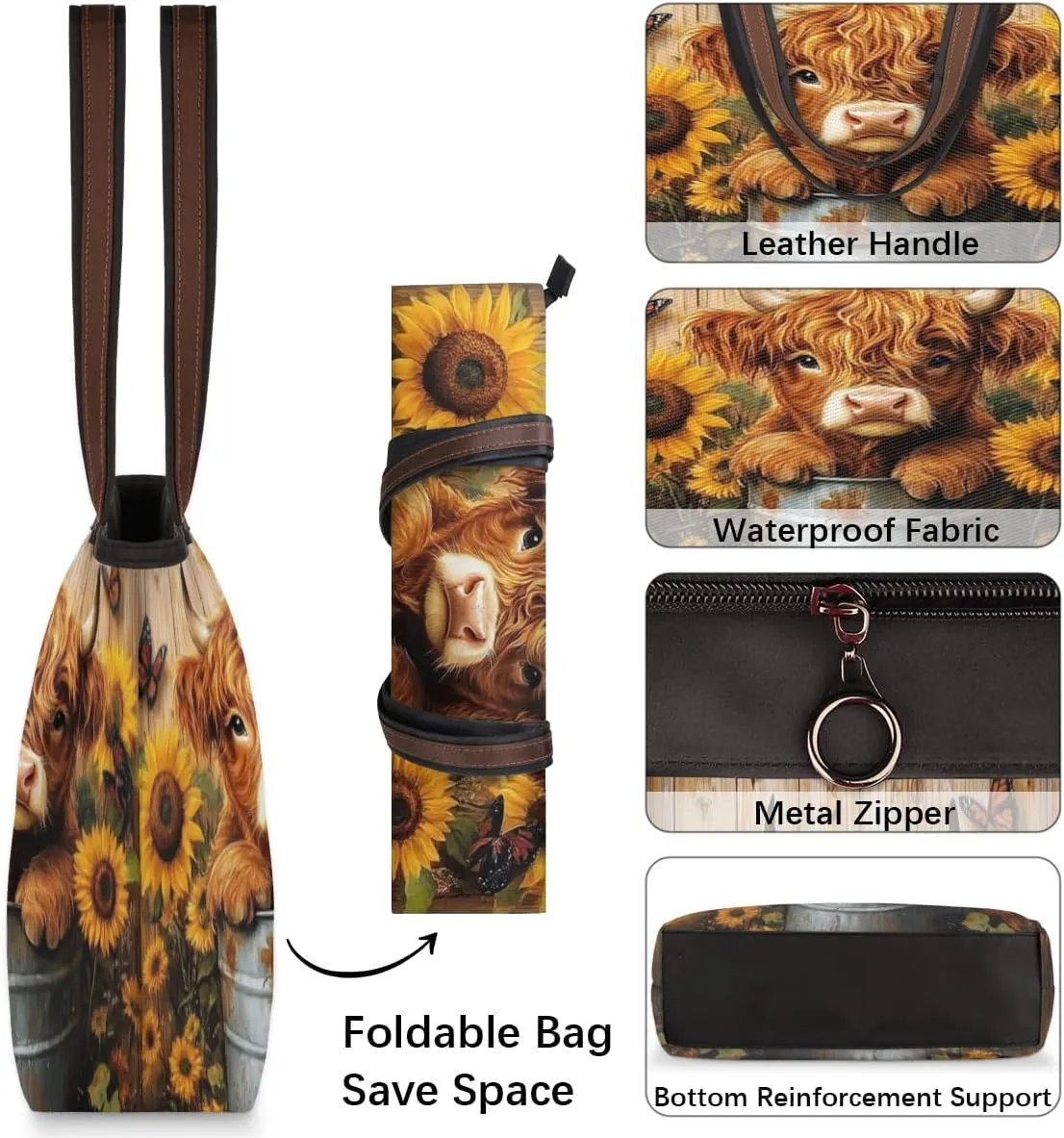 Tote Bag for Women with Zipper Large Capacity Top Handle Casual Shoulder Bag Handbag Reusable Shopping