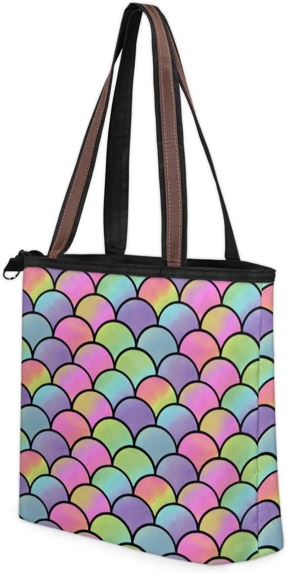 Tote Bag for Women with Zipper Large Capacity Top Handle Casual Shoulder Bag Handbag Reusable Shopping