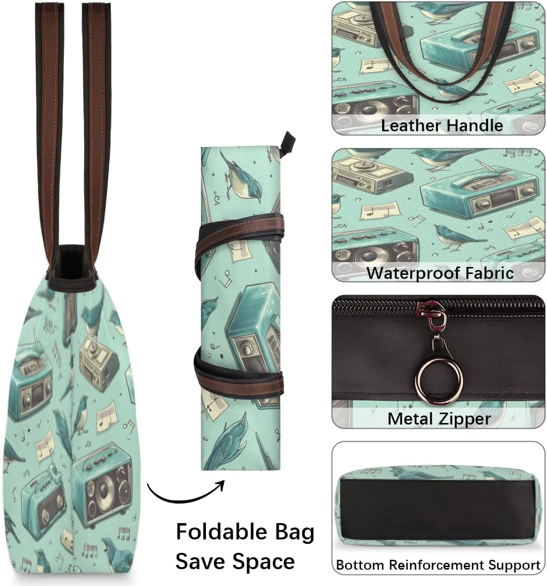 Tote Bag for Women with Zipper Large Capacity Top Handle Casual Shoulder Bag Handbag Reusable Shopping