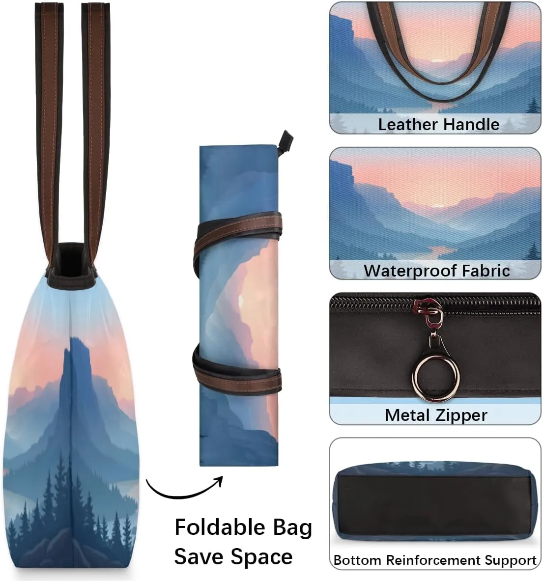 Tote Bag for Women with Zipper Large Capacity Top Handle Casual Shoulder Bag Handbag Reusable Shopping