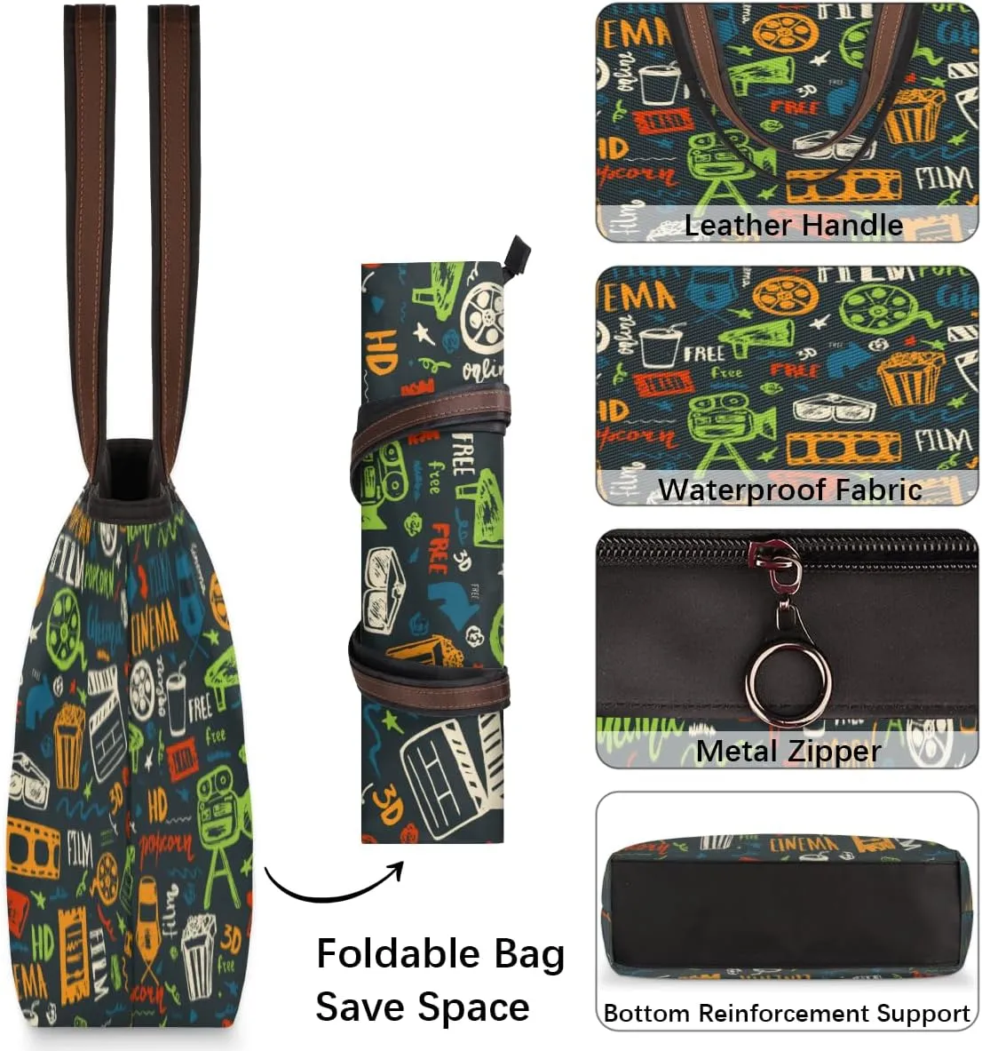 Tote Bag for Women with Zipper Large Capacity Top Handle Casual Shoulder Bag Handbag Reusable Shopping