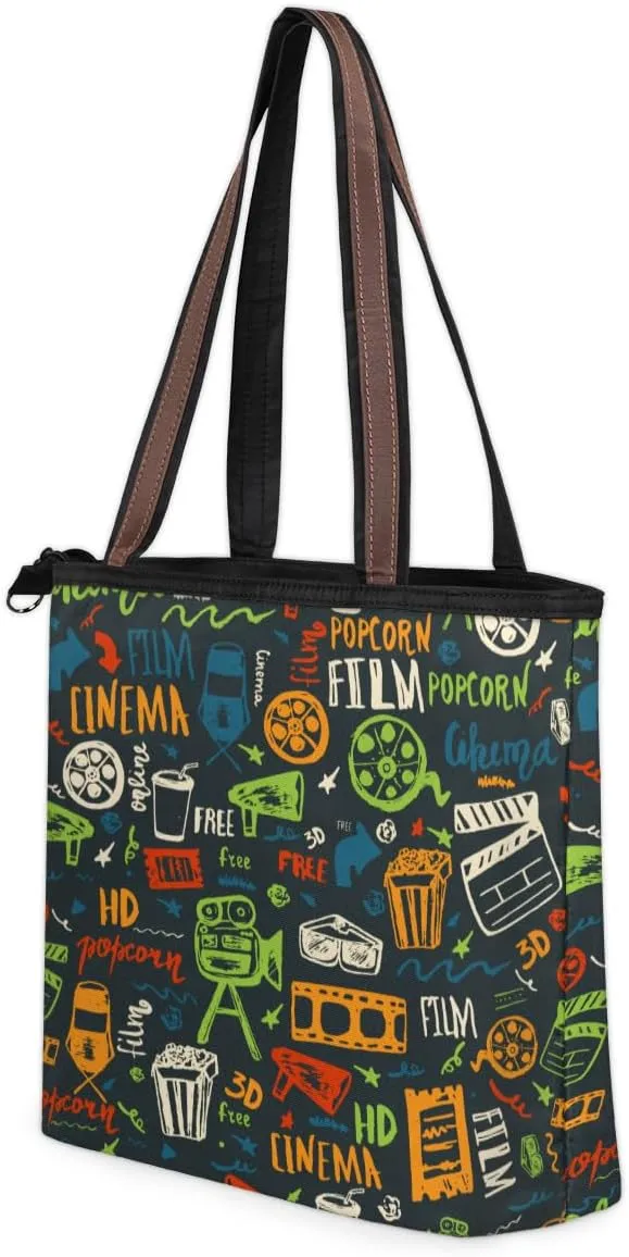 Tote Bag for Women with Zipper Large Capacity Top Handle Casual Shoulder Bag Handbag Reusable Shopping