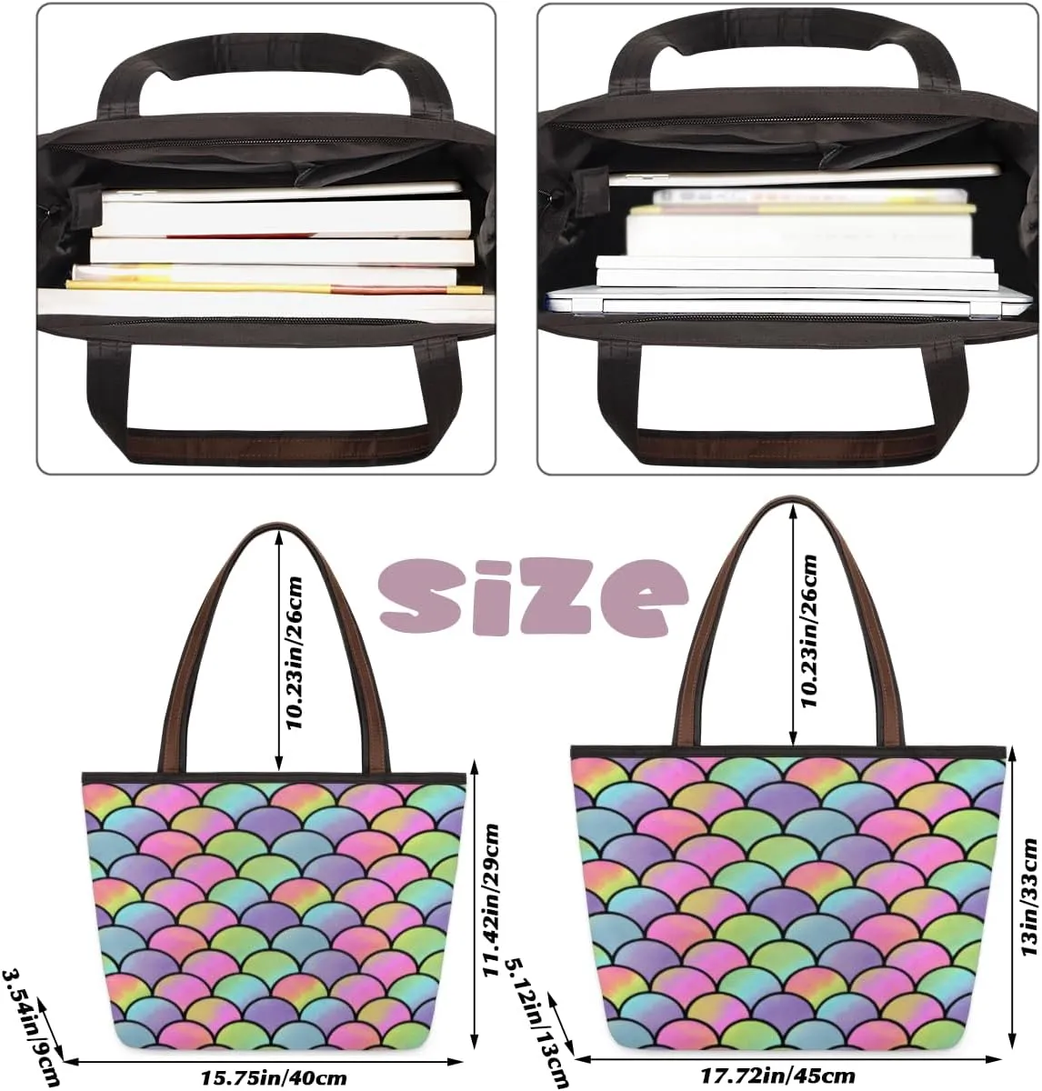 Tote Bag for Women with Zipper Large Capacity Top Handle Casual Shoulder Bag Handbag Reusable Shopping