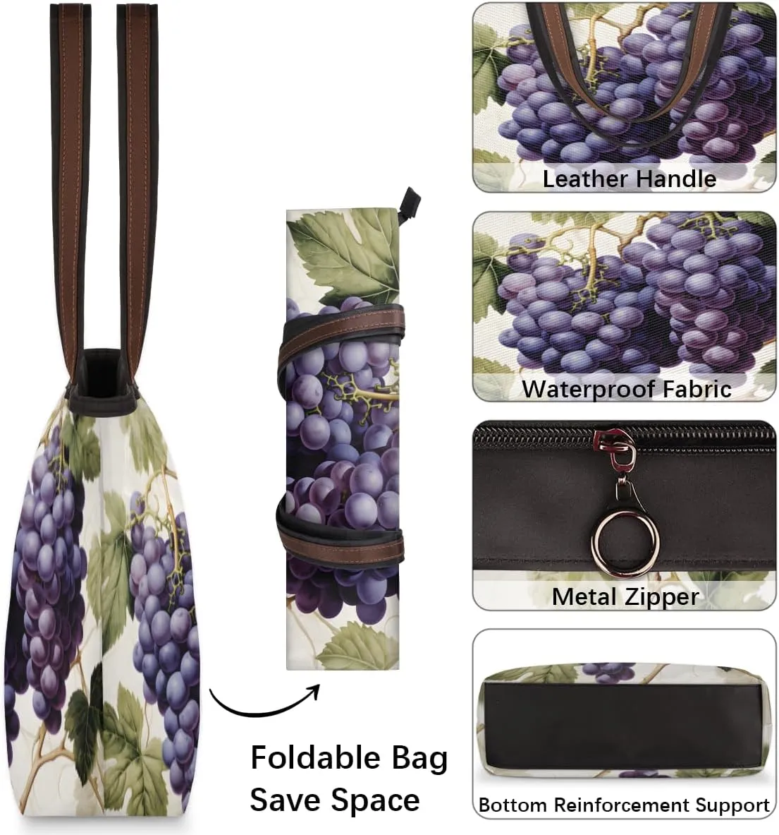 Tote Bag for Women with Zipper Large Capacity Top Handle Casual Shoulder Bag Handbag Reusable Shopping