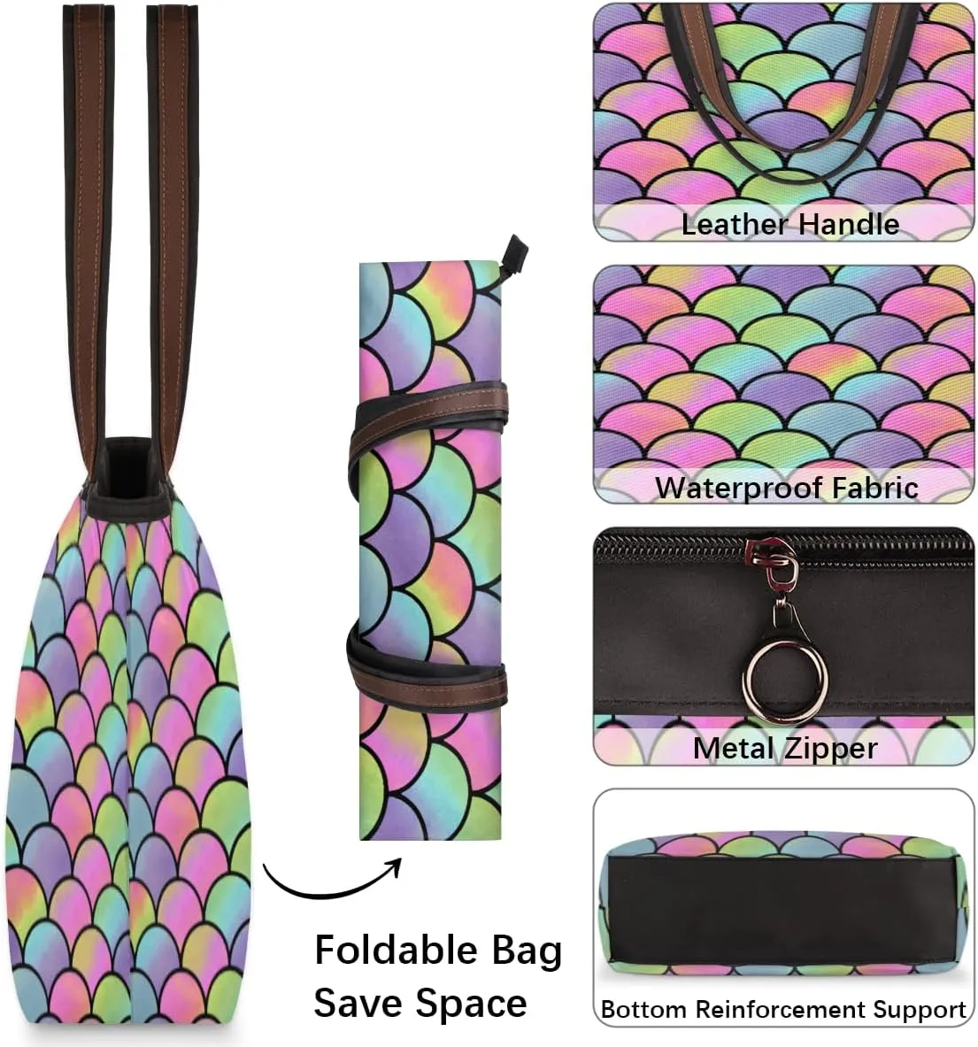 Tote Bag for Women with Zipper Large Capacity Top Handle Casual Shoulder Bag Handbag Reusable Shopping