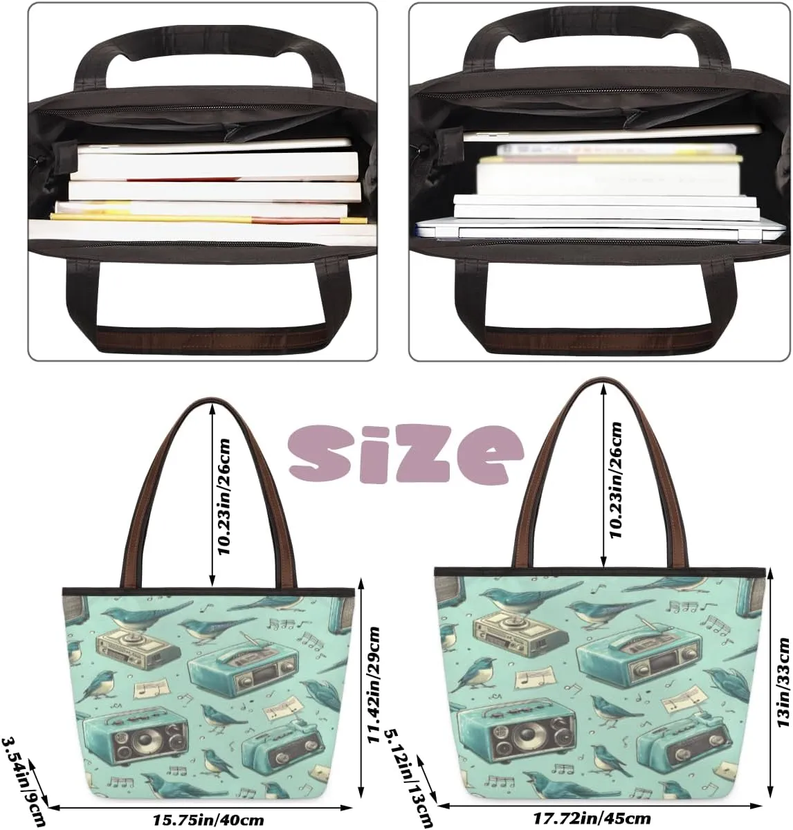 Tote Bag for Women with Zipper Large Capacity Top Handle Casual Shoulder Bag Handbag Reusable Shopping