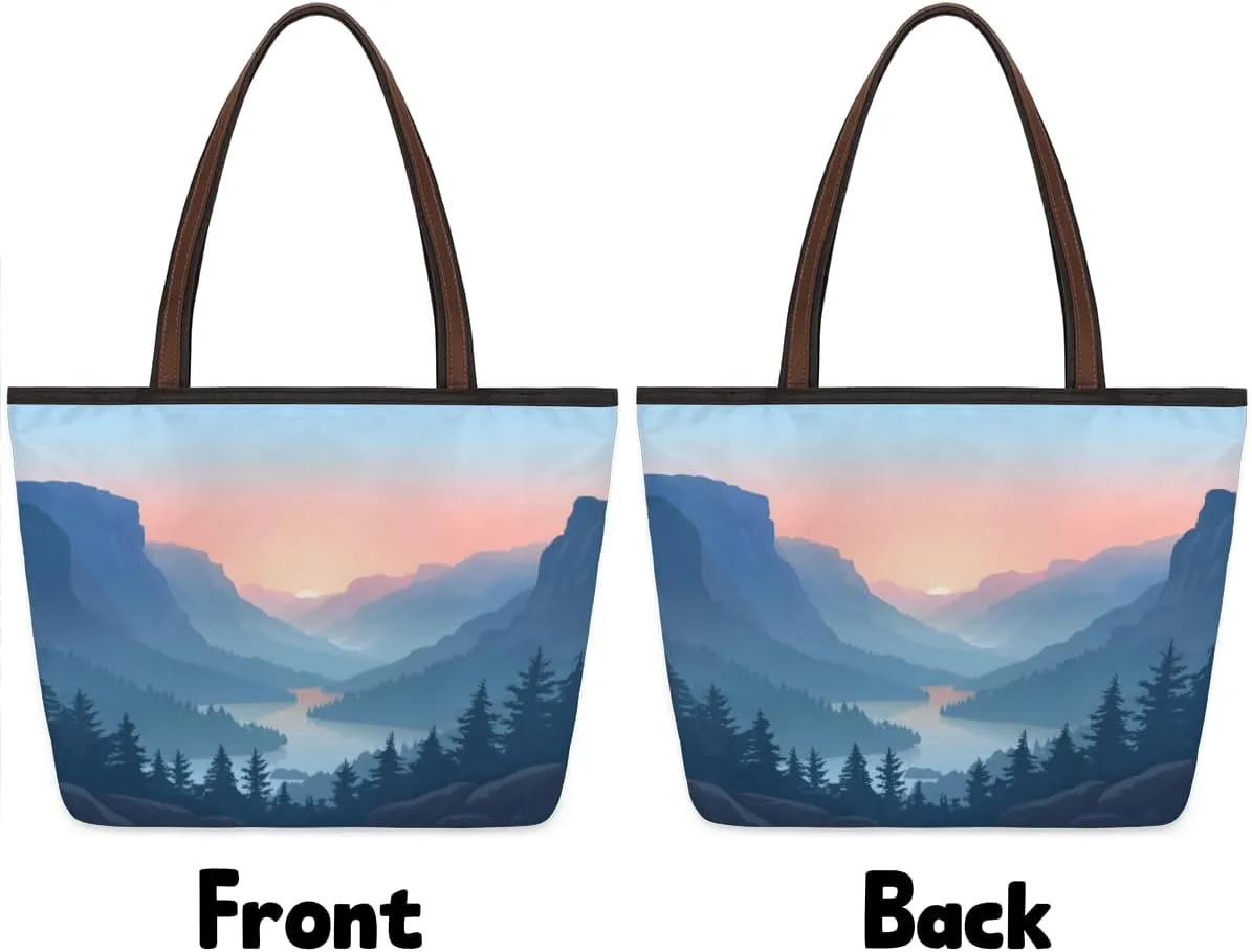Tote Bag for Women with Zipper Large Capacity Top Handle Casual Shoulder Bag Handbag Reusable Shopping
