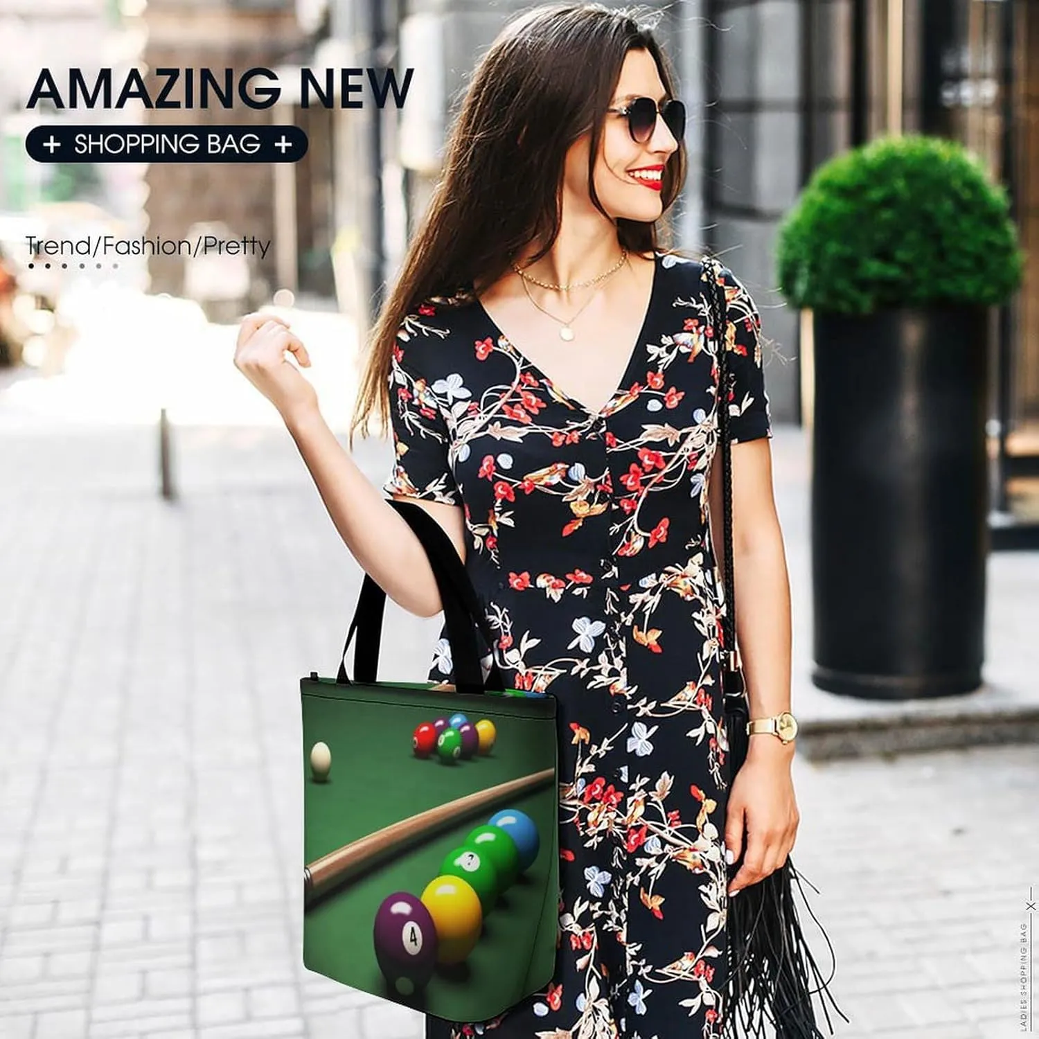 Tote Bag Reusable Grocery Bag with Zipper Funny Deer Women Shopping Bag Large Handbag for Work Travel