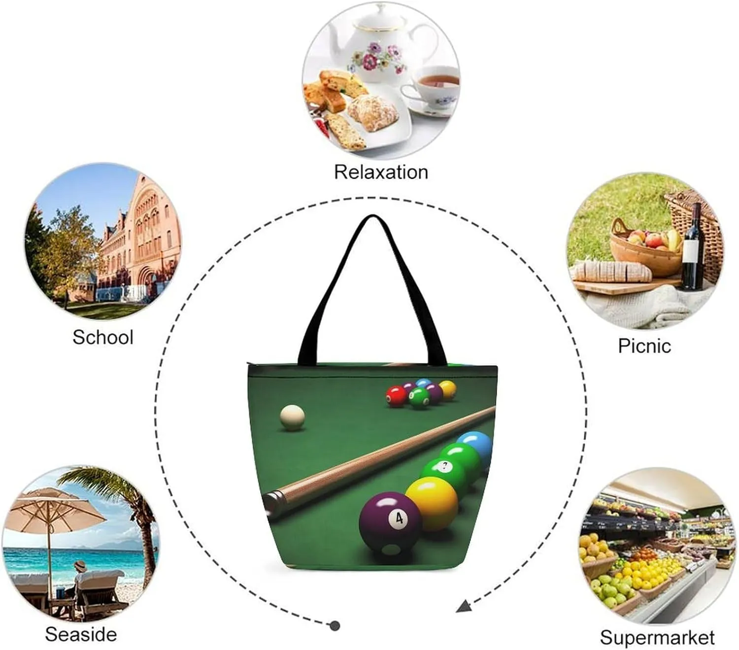 Tote Bag Reusable Grocery Bag with Zipper Funny Deer Women Shopping Bag Large Handbag for Work Travel