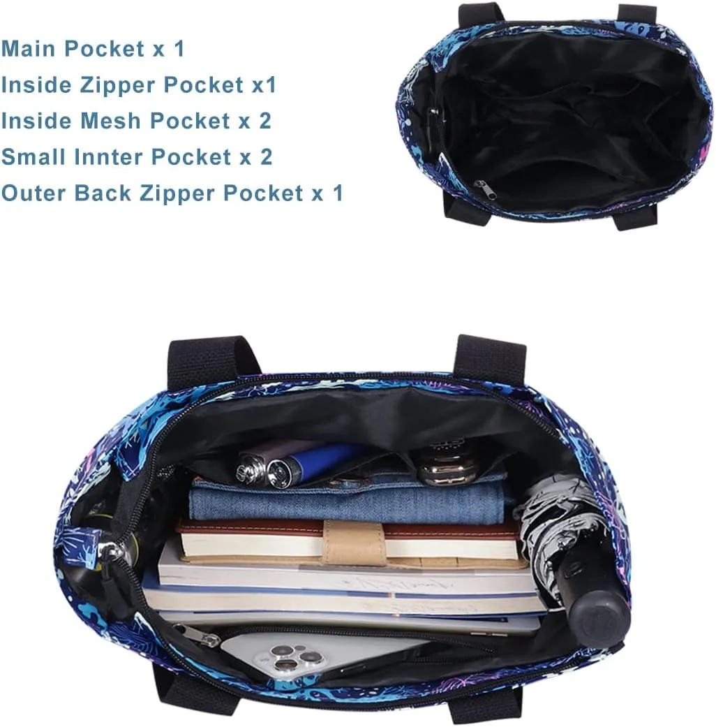 Tote Bag with Zipper for Women Inside Mesh Pocket Heavy Duty Casual Anti-water Cloth Travel Shoulder Handbag
