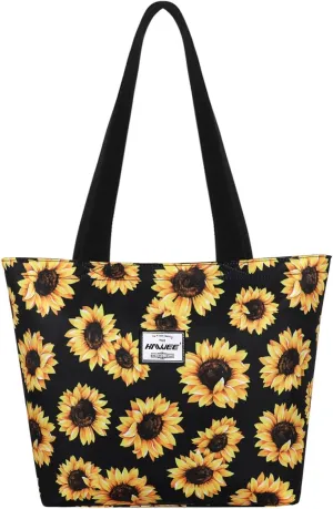 Tote Bag with Zipper for Women Inside Mesh Pocket Heavy Duty Casual Anti-water Cloth Travel Shoulder Handbag