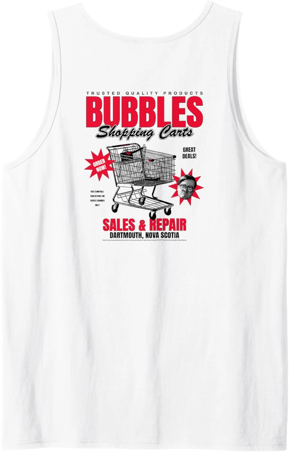 Trailer Park Boys Front & Back Bubbles Shopping Carts Tank Top