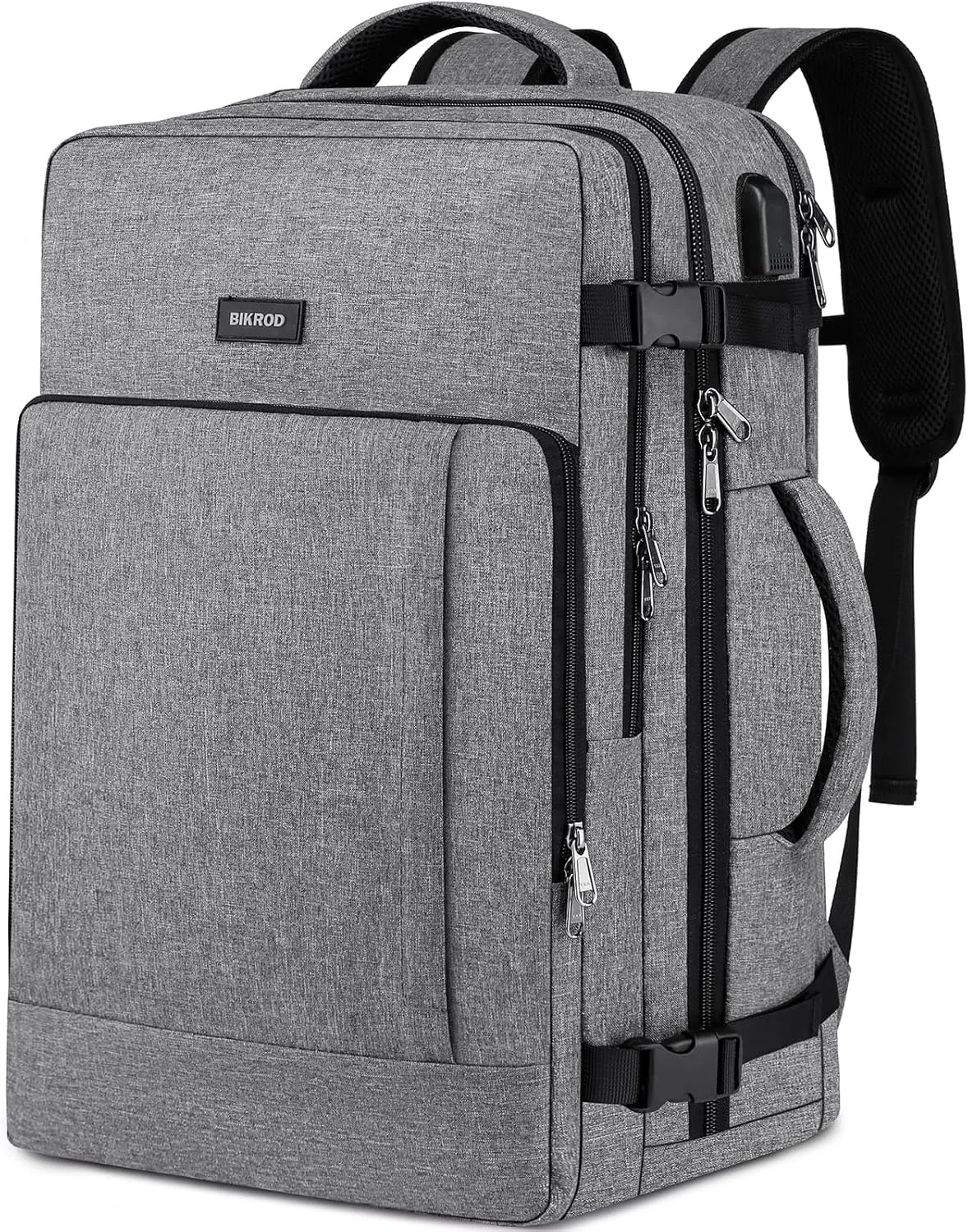 Travel Backpack for Men and Women, 40L Extra Large Flight Approved Carry on Backpack, 17.3 Inch Laptop Backpack with USB Charger Port & Luggage Sleeve, School Backpack, Black