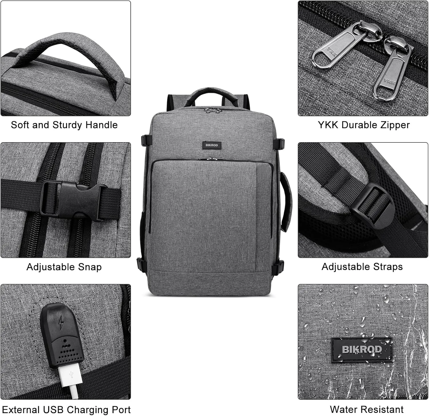 Travel Backpack for Men and Women, 40L Extra Large Flight Approved Carry on Backpack, 17.3 Inch Laptop Backpack with USB Charger Port & Luggage Sleeve, School Backpack, Black