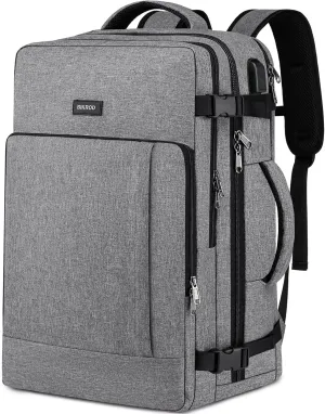 Travel Backpack for Men and Women, 40L Extra Large Flight Approved Carry on Backpack, 17.3 Inch Laptop Backpack with USB Charger Port & Luggage Sleeve, School Backpack, Black