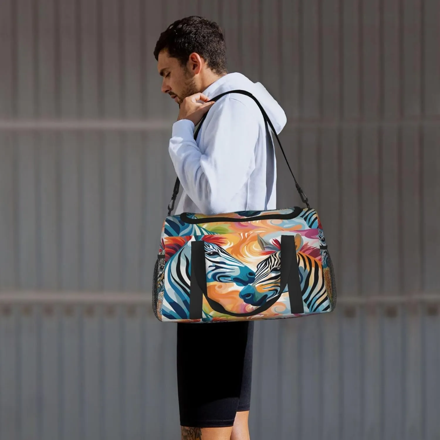 Travel Duffel Bag For Men Women, Animal Zebra Art Painting Carry On Sport Gym Bag With Shoulder Strap Lightweight Waterproof Weekender Bag Overnight Bag