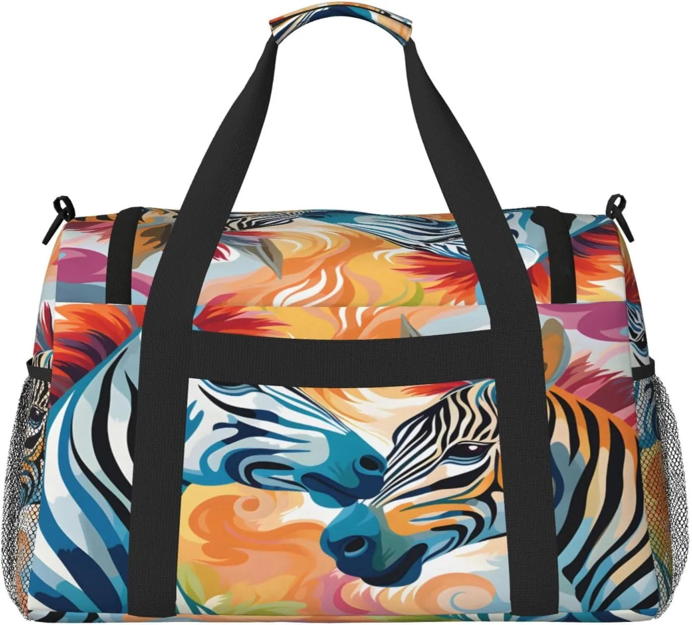 Travel Duffel Bag For Men Women, Animal Zebra Art Painting Carry On Sport Gym Bag With Shoulder Strap Lightweight Waterproof Weekender Bag Overnight Bag