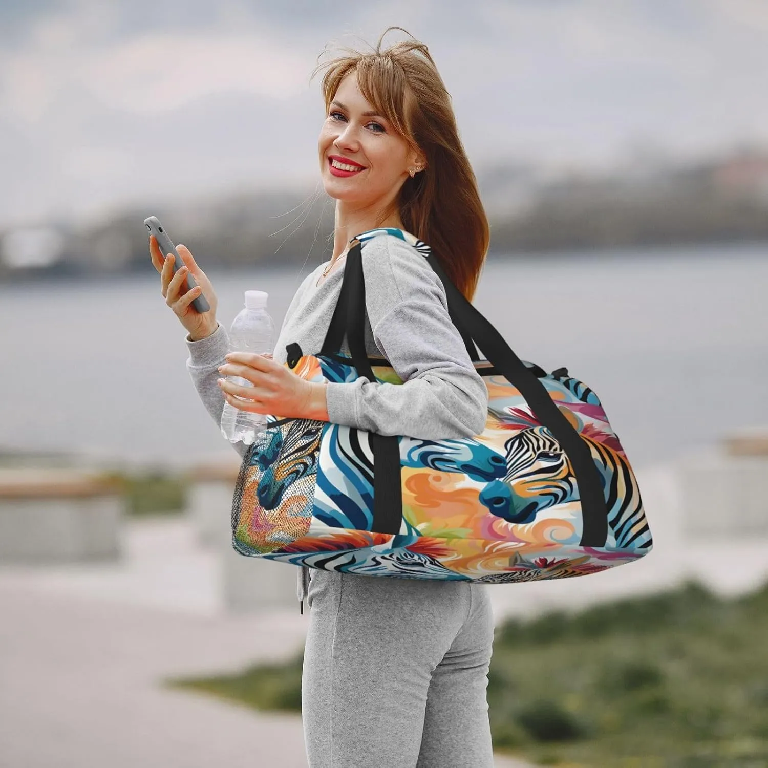 Travel Duffel Bag For Men Women, Animal Zebra Art Painting Carry On Sport Gym Bag With Shoulder Strap Lightweight Waterproof Weekender Bag Overnight Bag