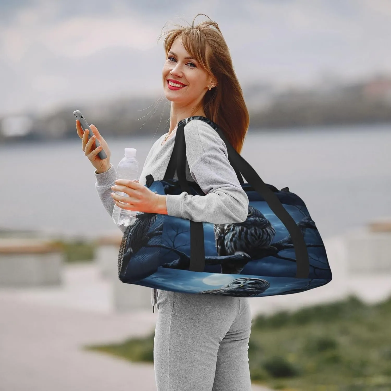 Travel Duffel Bag For Men Women, Night Moon Owl Bird Carry On Sport Gym Bag With Shoulder Strap Lightweight Waterproof Weekender Bag Overnight Bag
