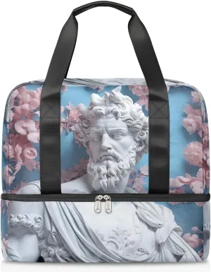 Travel Duffel Bags Art Man Statue Sports Gym Bag with Wet Pocket & Shoes Compartment Large Duffel Bags Waterproof Overnight Bag Weekender Bags for Women Men