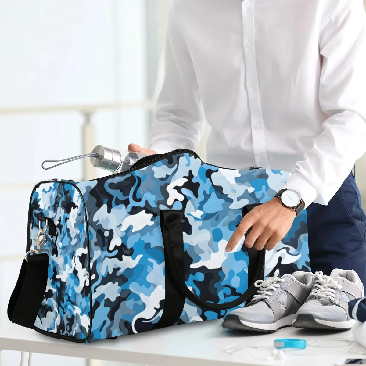 Travel Duffle Bag Camo Design Gym Bags for Men Women Travel Duffel Bags with Adjustable Shoulder Strap Carry On Weekender Bag